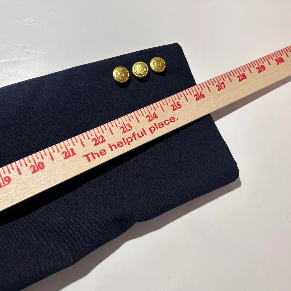 Chaps 42R Blazer Wool Blend Navy Blue Gold Two Button Lined Vented Formal